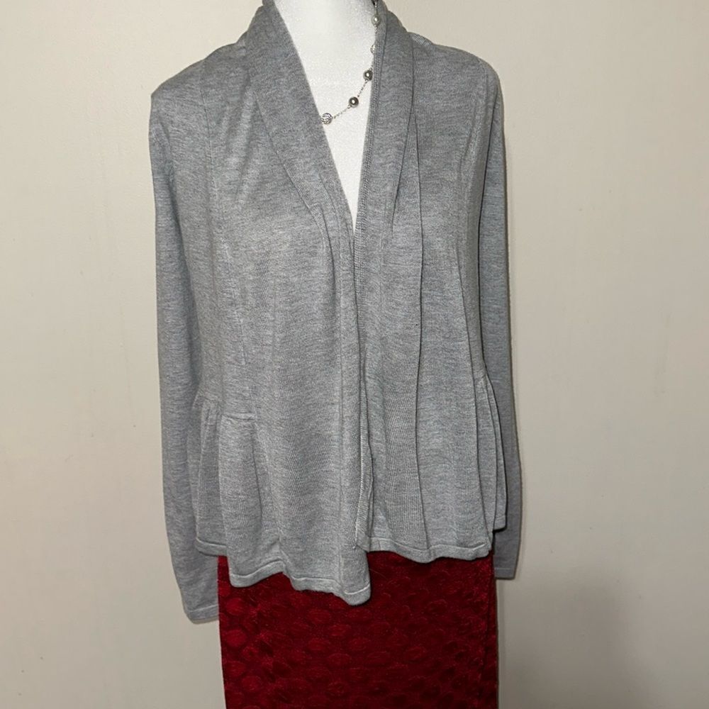 PREMISE XS Silver Gray Knit Open Front Cardigan